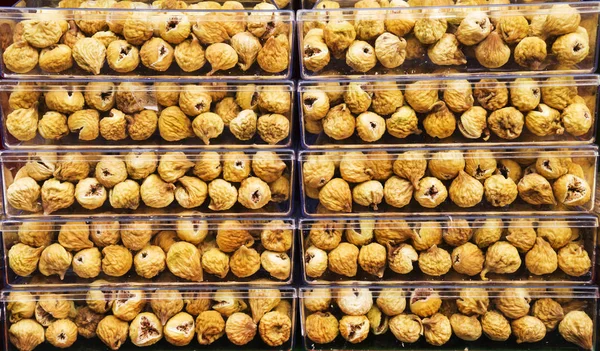 Dried Figs Plastic Boxes Shop Window — Stock Photo, Image