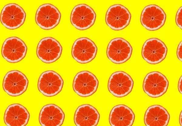 Set Red Grapefruit Slices Yellow Background Healthy Food — 图库照片