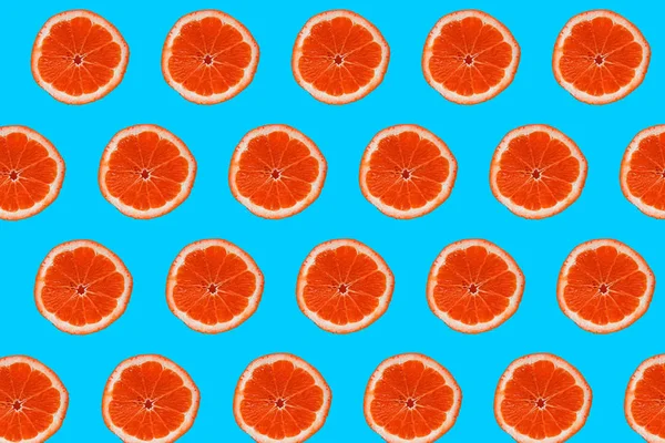 Grapefruit Minta Kék Háttér Elszigetelt Lapos Feküdt — Stock Fotó
