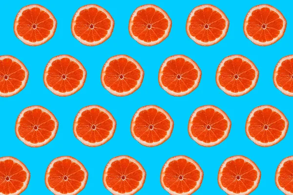 Padrão Toranja Isolado Fundo Azul Depósito Plano — Fotografia de Stock