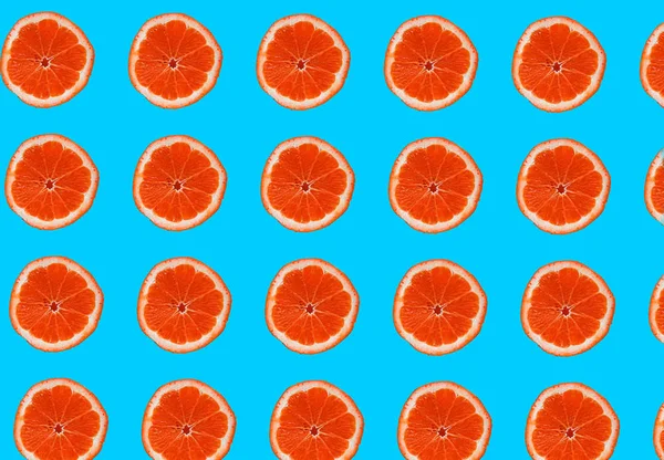 Padrão Toranja Isolado Fundo Azul Depósito Plano — Fotografia de Stock