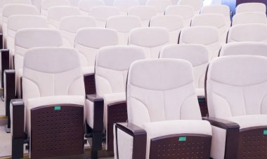 white leather chairs in the auditorium, conference room