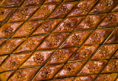 Doğu, Türk, Azerbaycan baklava tatlıları masada