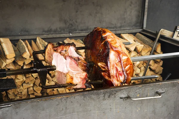 traditional Czech food, pork knee roasted on the grill.