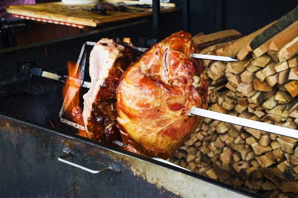 traditional Czech food, pork knee roasted on the grill