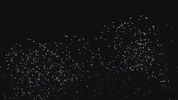 独立日之前的烟花节上，深黑背景天空中的真正烟花 — 图库视频影像