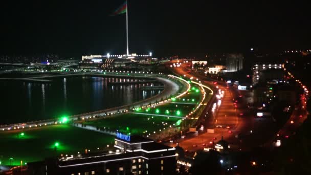 Città di notte Baku in movimento. — Video Stock