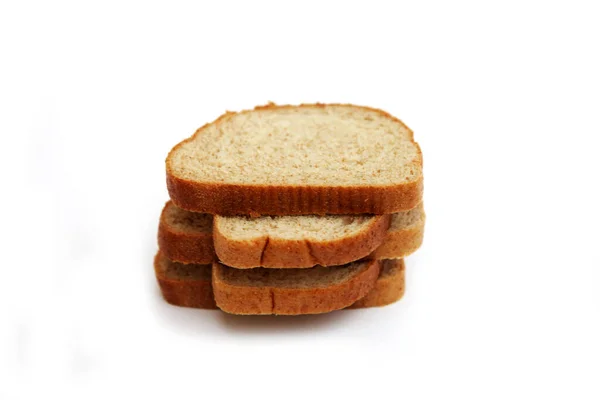 Plakjes Grijs Brood Een Witte Achtergrond — Stockfoto