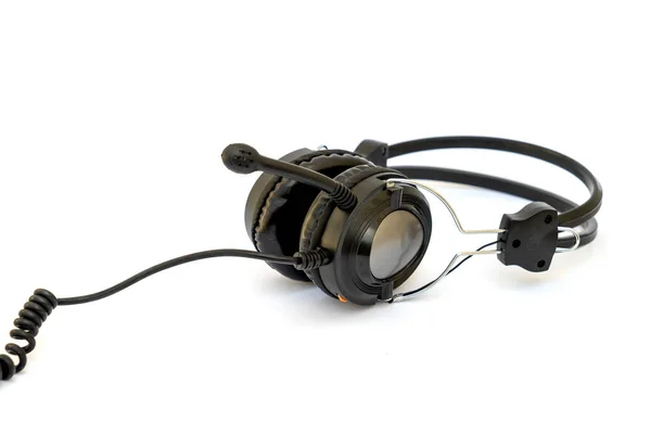 Zwarte Stereo Hoofdtelefoon Met Microfoon Witte Achtergrond — Stockfoto