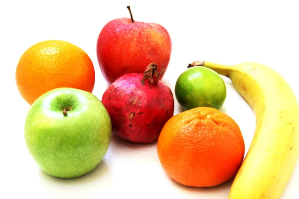 Colección Frutas Frescas Aisladas Sobre Fondo Blanco — Foto de Stock