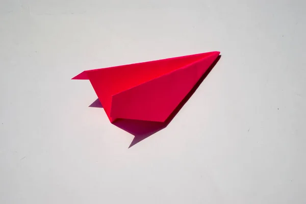 Aerei Carta Rosa Aereo Carta Origami Sfondo Bianco Vista Dall — Foto Stock