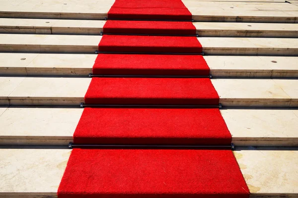 Red Carpet Stairway Used Mark Route Taken Heads State Vips — Stock Photo, Image