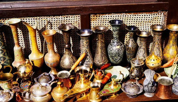 Oriental Turco Azerbaiyán Colección Antigua Vajilla Bronce Antiguo Cuenco Latón — Foto de Stock