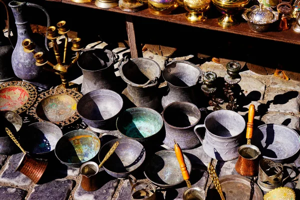 Collection Antiquités Orientales Turques Azerbaïdjanaises Vaisselle Bronze Antique Bol Laiton — Photo