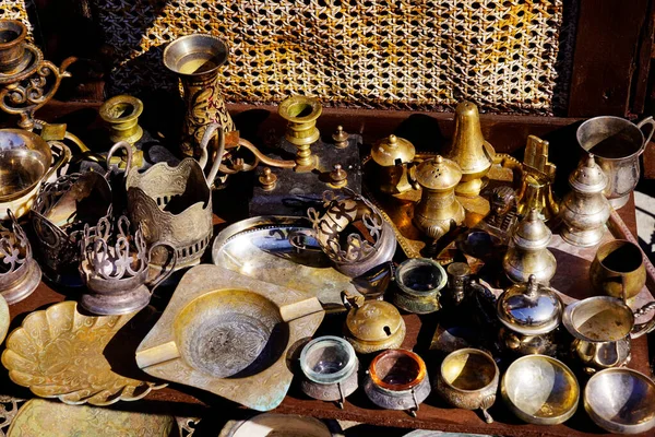 Oriental Turkish Azerbaijani Antique Collection Antique Bronze Tableware Brass Bowl — Stock Photo, Image