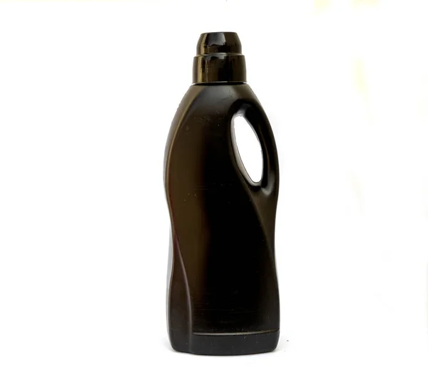 白い背景に黒の洗浄剤のボトル — ストック写真