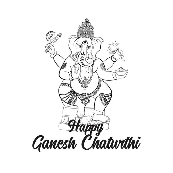 Fácil de editar ilustración vectorial del Señor Ganpati en Ganesh Chaturthi fondo — Vector de stock