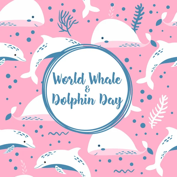 Cartaz mundial de dia de baleia e golfinho . —  Vetores de Stock
