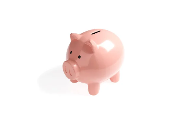 Piggy Bank被白色背景隔离了储蓄概念 3D说明 — 图库照片
