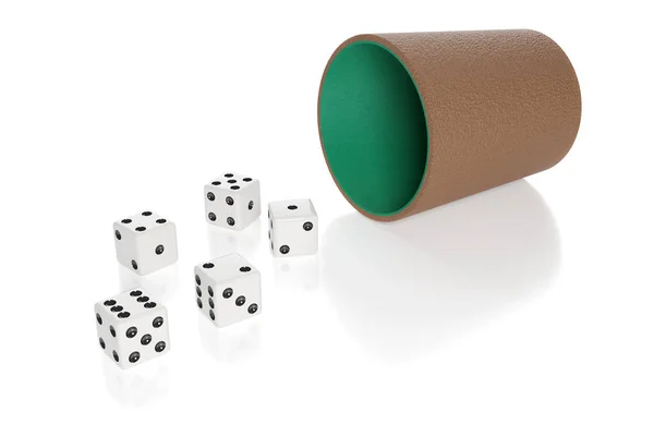 Dice Dice Cup Isolated White Background Illustration — Stock Photo, Image