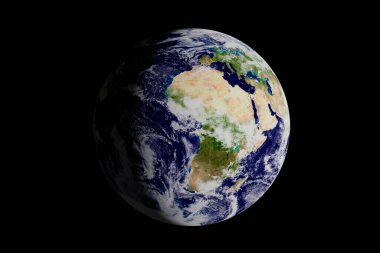 Dünya gezegeni, Avrupa kıtası ve Afrika 'nın görüldüğü uzaydan görülüyor. 3d illüstrasyon.