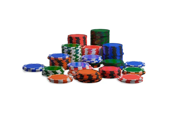 Poker Chips Isolated White Background Illustration — Stock Photo, Image