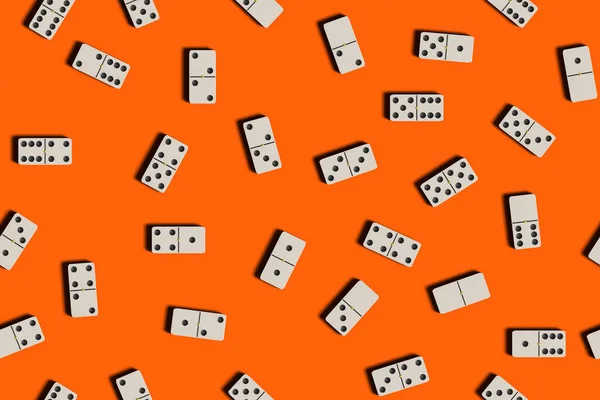 Domino Csempék Narancssárga Háttérrel Zökkenőmentes Minta Illusztráció — Stock Fotó