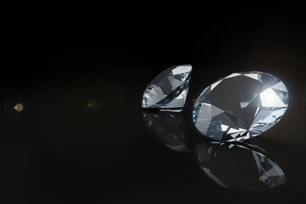 Diamantes Brillantes Sobre Fondo Negro Ilustración — Foto de Stock