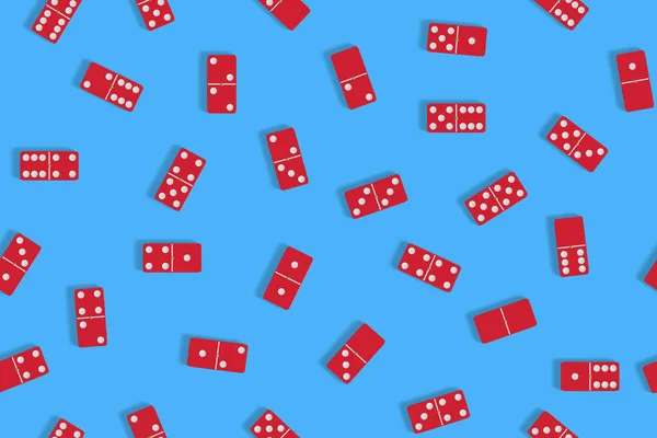 Mavi Arka Planda Kırmızı Domino Taşları Kusursuz Desen Illüstrasyon — Stok fotoğraf