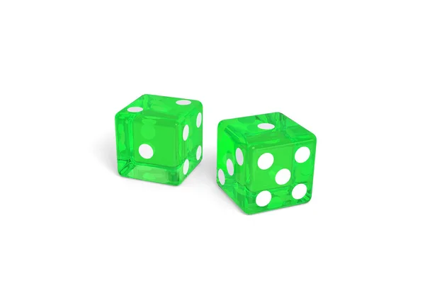 Two Green Dice Isolated White Background Illustration — Stock Photo, Image