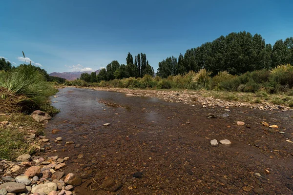 Uspallata, Mendoza, Arjantin 'deki Uspallata Nehri manzarası.