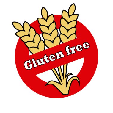 Kırmızı çemberde üç kulaklı glütensiz glüten etiketi..