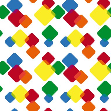 Üst üste binen renkli karelerin kusursuz deseni. Geometrik tasarım tekstil baskısı.