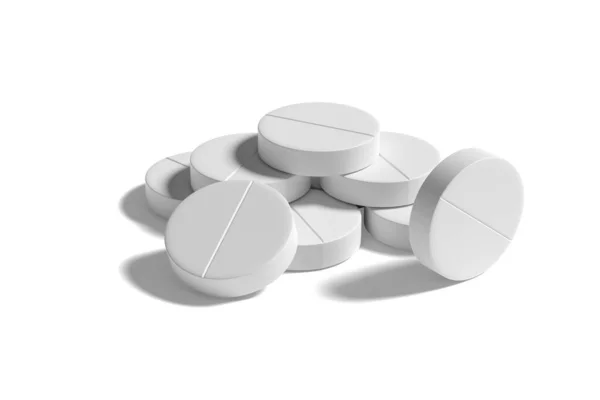 White Pills Isolated White Background Illustration — Stock Photo, Image