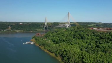 Aerial view of the Iguazu river in Misiones, Argentina.