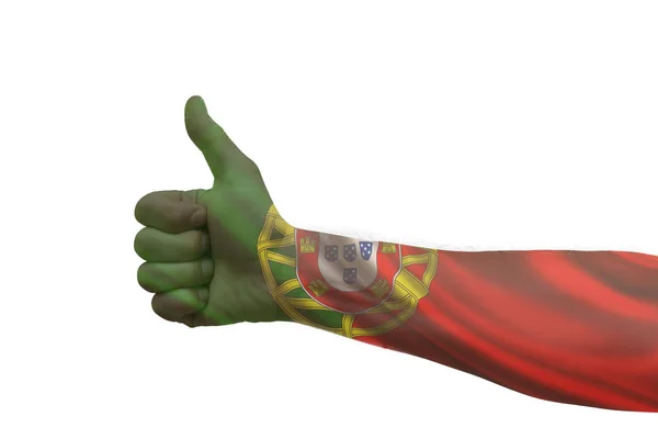 世界杯 大拇指 葡萄牙的旗子 — 图库照片