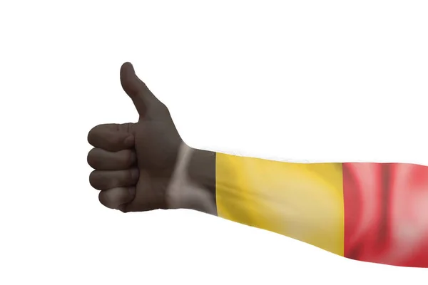 世界杯 大拇指 比利时的旗子 — 图库照片