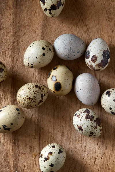 Vue Dessus Des Oeufs Caille Des Coquilles Oeuf Lumière Naturelle — Photo