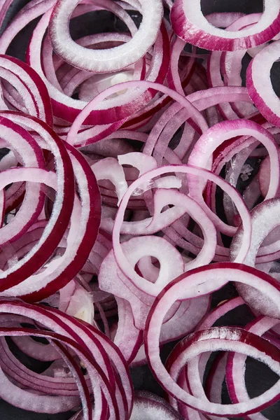 Backdrop Sliced Red Spanish Onion Rings Flat Lay View Healthy — Stock Photo, Image