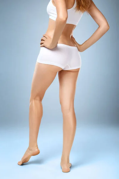 Woman Health Problem Closeup Female Fit Slim Body Panties Bra — Stock Photo, Image