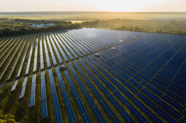 Aerial Top View Solar Panels Power Plant Modern Technology Climate — Stock Photo, Image