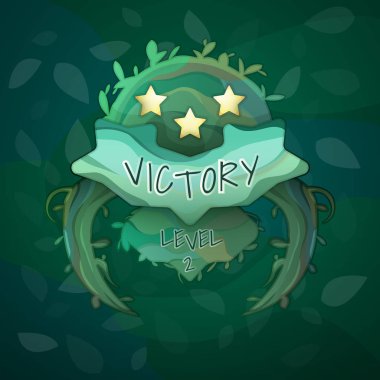 Vektör başarı koyu yeşil arka plan üzerinde üç yıldız