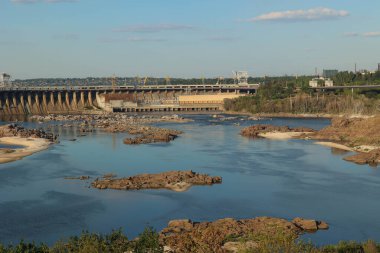 The Dnipro Hydroelectric Station A Powerful Dam and River Landscape. High quality photo