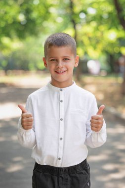 young boy shows class. High quality photo