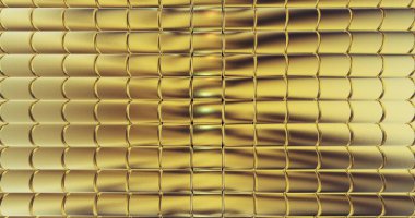 Altın folyo döşeme dokusu arka planı. Dijital 3D yüzey. 3B illüstrasyon