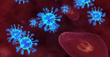 Coronavirus hücreleri. Mikroskop altında solunum enfeksiyonlarına neden olan bir virüs grubu. 3B görüntüleme, 3B resimleme