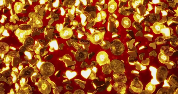 Bitcoin Χρυσό Νόμισμα Καρδιά Έννοια Κρυπτογραφήματος Εικονικό Νόμισμα Φόντο — Φωτογραφία Αρχείου