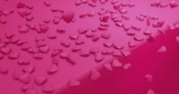 Romántico Lindo Caída Corazones Poligonales Día San Valentín Fondo Del —  Fotos de Stock