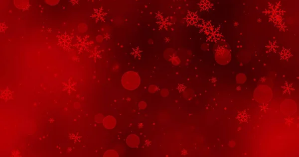 Golden Confetti Red Snowflakes Bokeh Lights Ray Light Red Merry — Stock Photo, Image