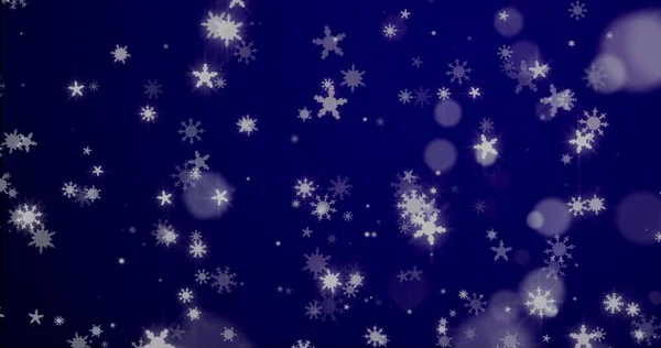 Sfondo Natalizio Con Fiocchi Neve Neve Che Cade Sfondo Blu — Foto Stock